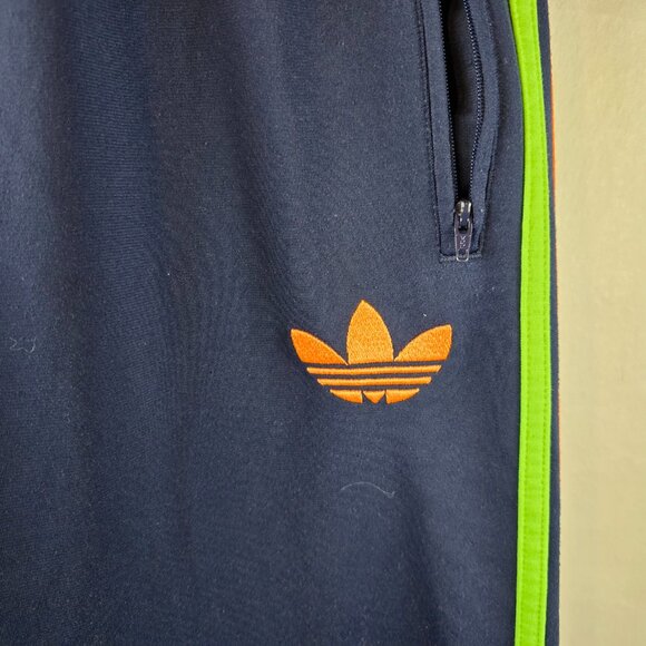 Adidas Originals Sweatpants Mens Small Blue Track Pants Neon Stripe Trefoil Logo - Picture 3 of 12